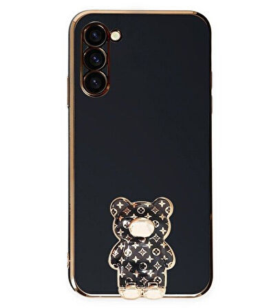 Smcase Samsung Galaxy S21 Kılıf Standlı Kamera Korumalı Cute Bear Silikon