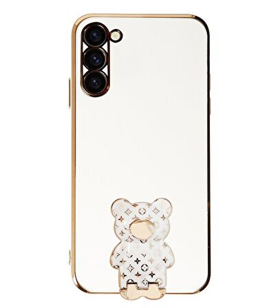 Smcase Samsung Galaxy S22 Kılıf Standlı Kamera Korumalı Cute Bear Silikon