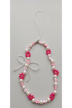 Pembe Çiçekli Telefon Bilek Askısı