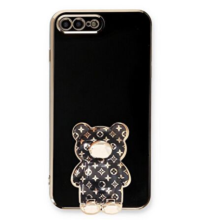 Smcase Apple iPhone 8 Plus Kılıf Standlı Kamera Korumalı Cute Bear Silikon