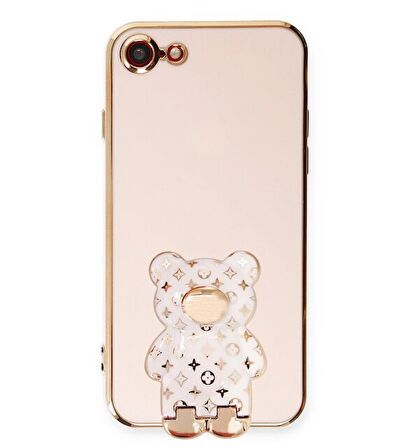 Smcase Apple iPhone 7 Kılıf Standlı Kamera Korumalı Cute Bear Silikon