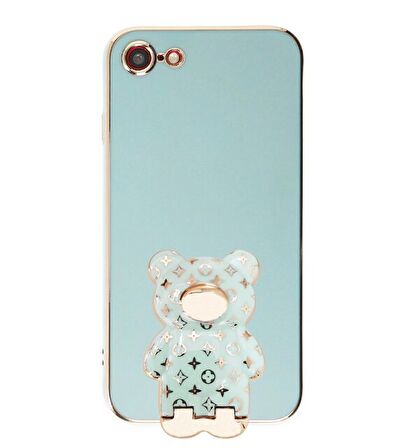Smcase Apple iPhone 7 Kılıf Standlı Kamera Korumalı Cute Bear Silikon