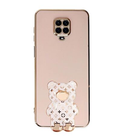 Smcase Xiaomi Redmi Note 9 Pro Kılıf Standlı Kamera Korumalı Cute Bear Silikon