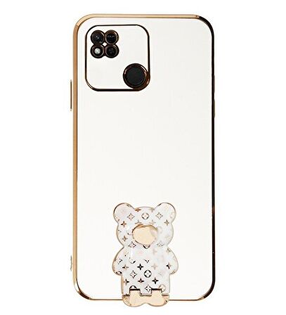 Smcase Xiaomi Redmi 10C Kılıf Standlı Kamera Korumalı Cute Bear Silikon