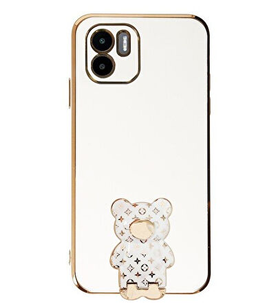 Smcase Xiaomi Redmi A1 Kılıf Standlı Kamera Korumalı Cute Bear Silikon