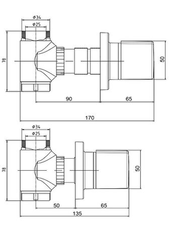 Yak Ara Kesme Valfi G3/4 Ø25 Yuvarlak