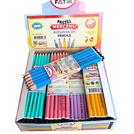 Fatih Kurşun Kalem Köşeli Mercanlı Pastel Renkli-144 LÜ