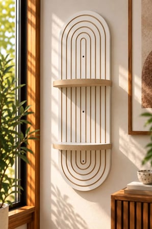 Vizon Ahşap 2 Katlı Modern Duvar Rafı 85x30