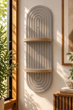 Luna Ahşap 2 Katlı Modern Duvar Rafı 85x30