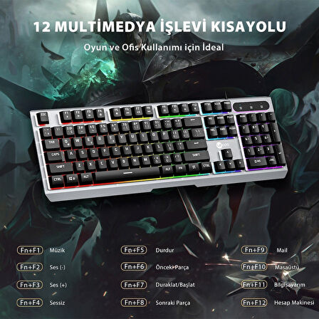 Lecoo KB121 Kablolu Rainbow Membran Oyuncu Klavyesi