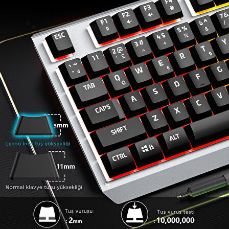 Lecoo KB121 Kablolu Rainbow Membran Oyuncu Klavyesi