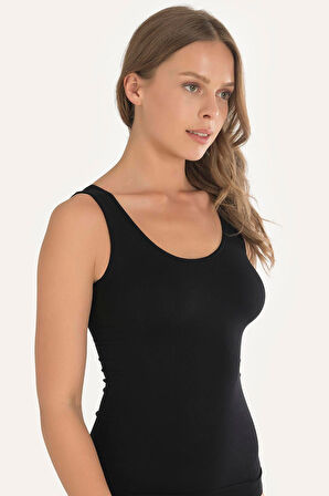 Bicomi Geniş Askılı Siyah Ribana Atlet