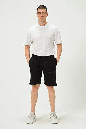 Erkek Fermuar Detaylı Şort Siyah