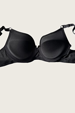 Bicomi Siyah-Beyaz 2li Mikro Kumaş Push Up Dolgulu Balenli Günlük Destekli Sütyen