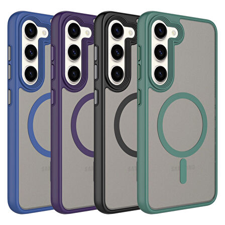 Smcase Samsung Galaxy S23 Kılıf Mat Arka Yüzeyli Wireless Şarj Özellikli Flet