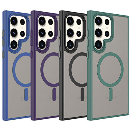 Smcase Samsung Galaxy S23 Ultra Kılıf Mat Arka Yüzeyli Wireless Şarj Özellikli Flet