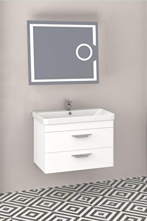 MARİA 80 CM BANYO DOLABI LED MERCEK AYNALI BEYAZ - BOY DOLAP HARİÇ