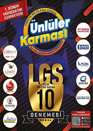 LGS 1.Dönem 10 Farklı Yayın 10 Deneme+ MEB Demeden Soru Bankası Seti Hediyeli