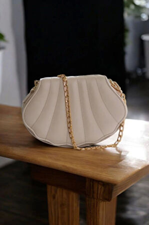 Lalin Krem Mat Zincir Askılı Kadın Abiye Clutch Çanta