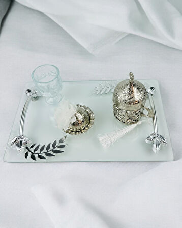 Admire Şeffaf Nişan Tepsisi ve Damat Kahve Fincan Tepsisi