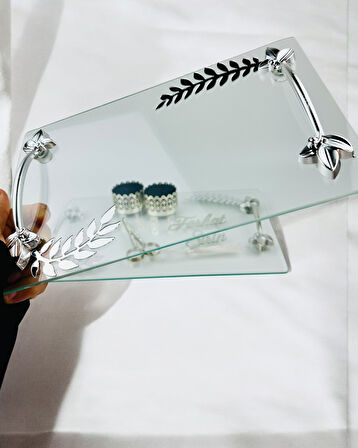 Admire Şeffaf Nişan Tepsisi ve Damat Kahve Fincan Tepsisi