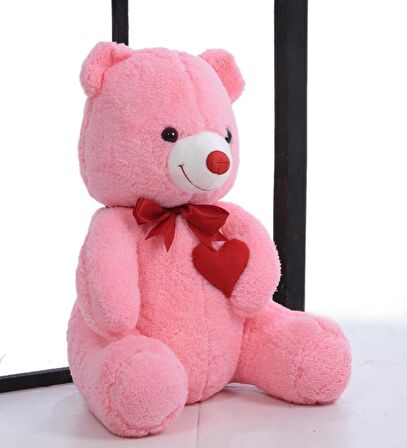Sevgiliye Özel HEDİYE- 80 cm Kalp Tutan, Oturan Sevimli Peluş Ayı