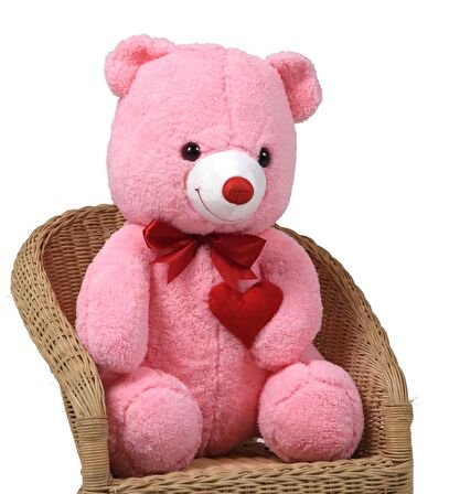 Sevgiliye Özel HEDİYE- 80 cm Kalp Tutan, Oturan Sevimli Peluş Ayı