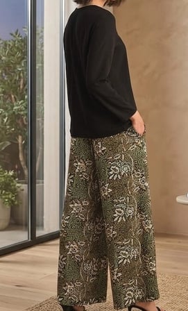 Bicomi Ultra-Yumuşak Pamuklu Nefes Alan Etnik Desenli Comfort-Fit Pijama Takımı
