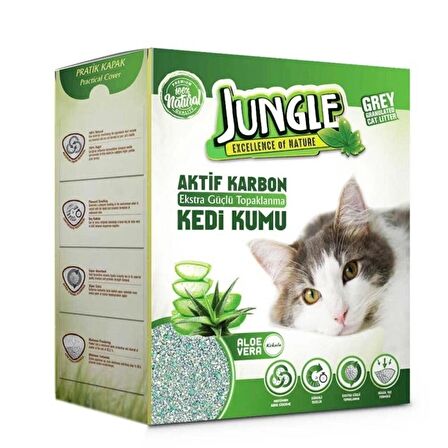 Jungle 6 Lt Karbonlu Grey (Aloe Vera) Kedi Kumu