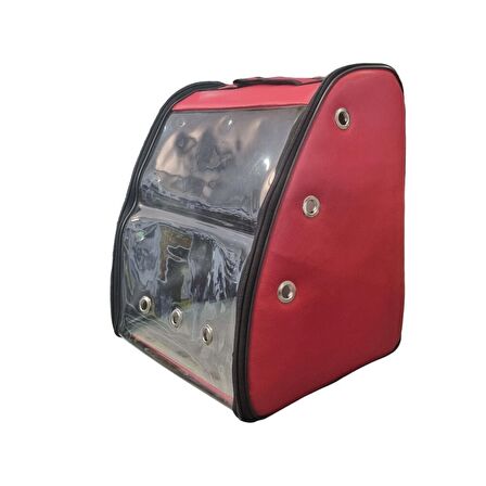 Deri Astronot Kedi Taşıma Çantası 38x27x34cm - Kırmızı