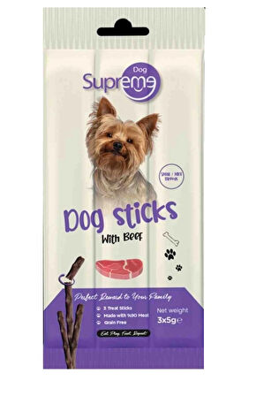 Supreme Dog Sticks Sığır Etli Küçük Irk Köpek Ödül Çubuğu 5gr (3’lü)