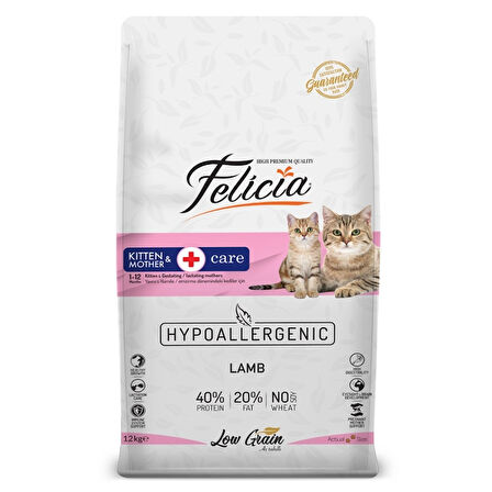 Felicia 12 Kg Yavru Kuzu Etli Az Tahıllı HypoAllergenic Kedi Maması