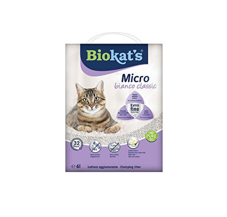 Biokat’s Micro Bianco Classic Kokusuz Topaklanan Doğal Kedi Kumu 6 LT