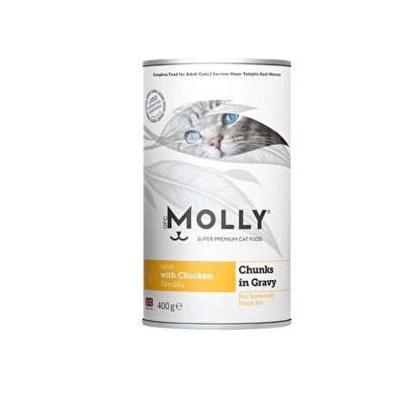 Molly Tavuklu Gravy Soslu Yetişkin Kedi Konservesi 400 Gr