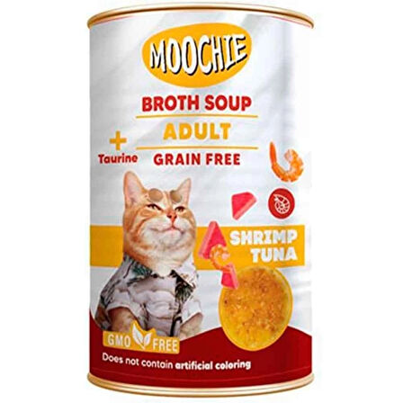 Moochie Ton Balıklı ve Karidesli Tahılsız Kedi Çorbası 135 ml