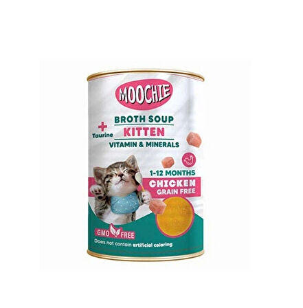 Moochie Kitten Et Suyu İçerisinde Tavuklu Tahılsız Yavru Kedi Çorbası 135 ML