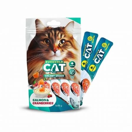 Eurogold Cat Sıvı Kedi Ödülü Somon-Kızılcık 5X15Gr