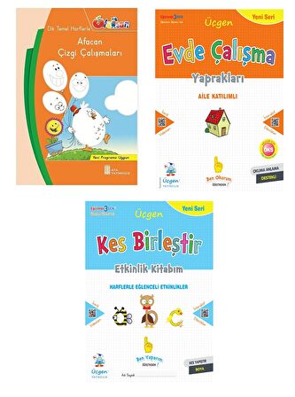1.Sınıfa Hazırlık Seti (Afacan Çizgi Çalışmaları+Evde Çalışmaları Yaprakları+Kes Birleştir Etkinlik)