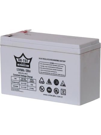 Or-tec Ortec 12 V 9 Ah Beyaz Akü Yüksek Kapasite Güç Kaynağı Çeşitli Kullanım Alanları İçin