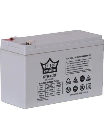 Or-tec Ortec 12 V 9 Ah Beyaz Akü Yüksek Kapasite Güç Kaynağı Çeşitli Kullanım Alanları İçin