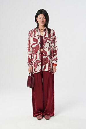 KADIN OVERSİZE KESİM KARIŞIK DESENLİ DİJİTAL GÖMLEK