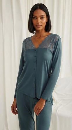 Lüks Dantelli Önden Düğmeli Lohusa & Günlük Konfor Pijama Takımı