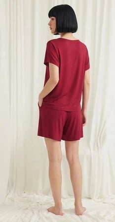 Nefes Alan Viskon Kumaşlı, Terletmeyen Dantel Detaylı Rahat Kesim Şortlu Pijama & Ev Giyim Takımı-BİÇOMİ