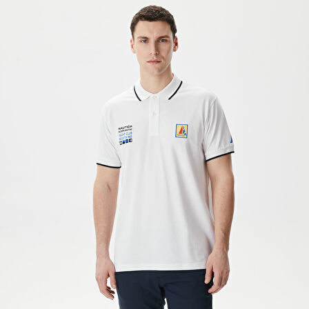 Nautica Erkek Beyaz Classic Fit Polo Yaka T-Shirt