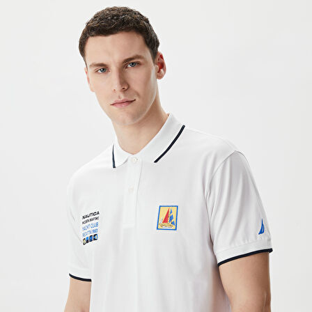 Nautica Erkek Beyaz Classic Fit Polo Yaka T-Shirt