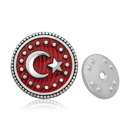 925 Ayar Gümüş Ay Yıldız Rozet T4373 (944944)