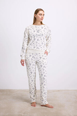 Bicomi Yıldız Desenli Tencel Pamuklu 2li Pijama Takımı