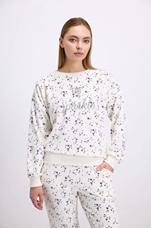 Bicomi Yıldız Desenli Tencel Pamuklu 2li Pijama Takımı