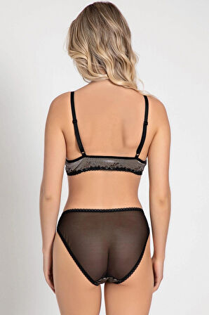 Bicomi Balensiz Desteksiz Dolgusuz Dantelli Bralet Sütyen ve Slip Takım