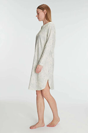 Bicomi Pamuklu Uzun Kollu Gecelik